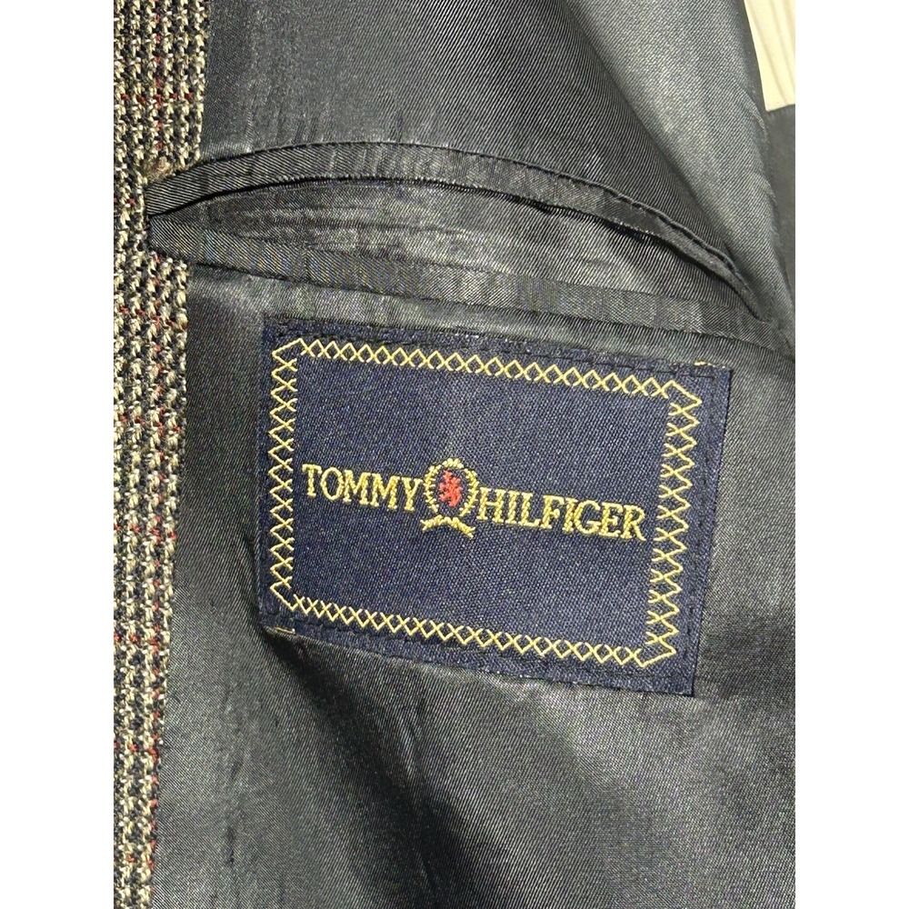 Vintage Tommy Hilfiger Union Made Canada Wool Tweed Blazer Brown Houndstooth 42R - Picture 8 of 16